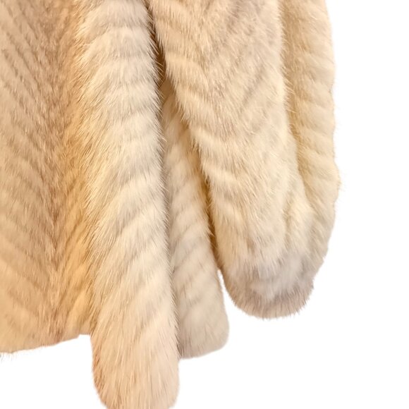 Vintage White Mink Fur Swing Jacket • Chevron Pelts • Women’s Large - Picture 11 of 15